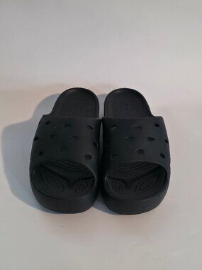Crocs black platform slides